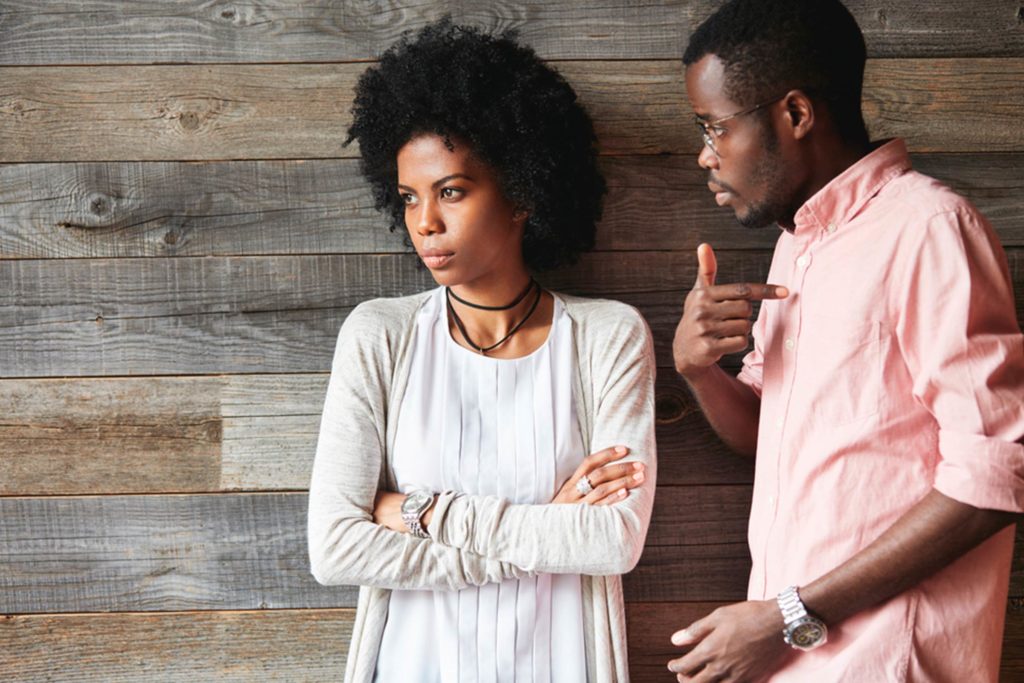 woman upset with man
