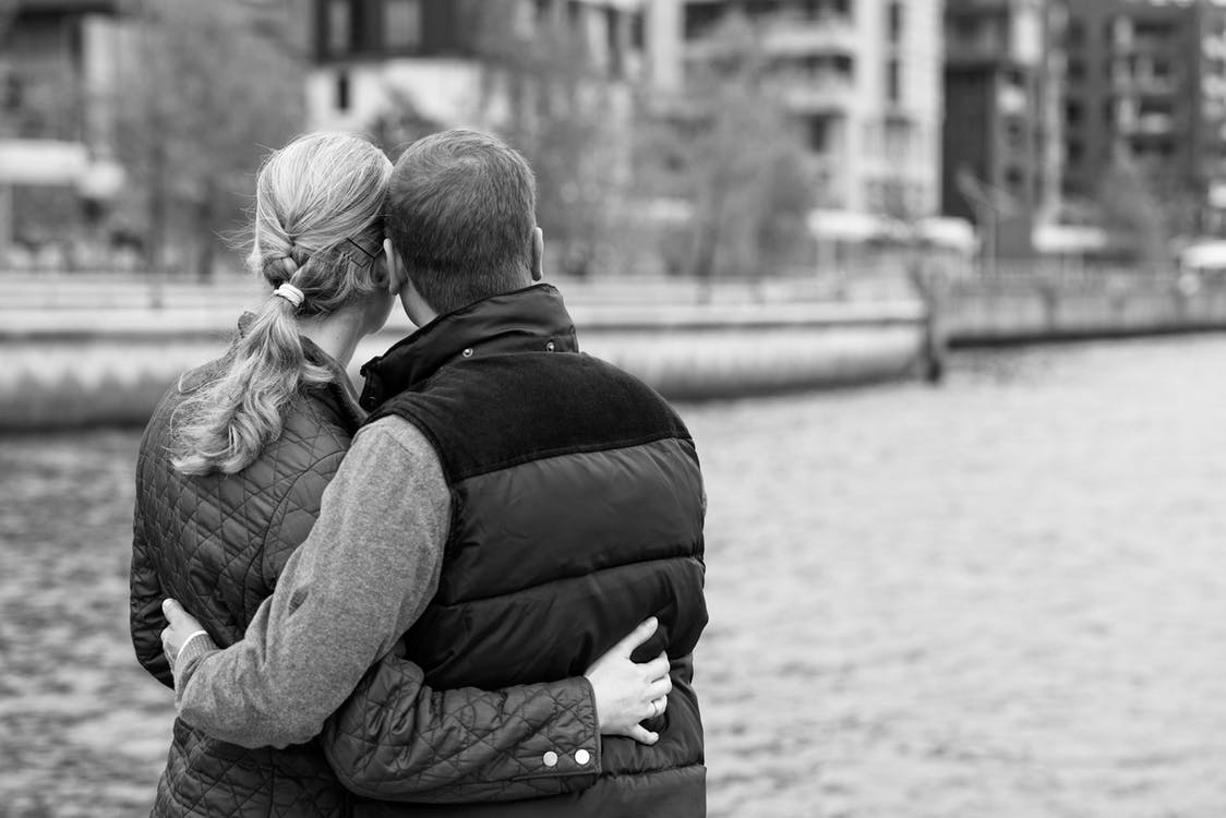 embracing couple