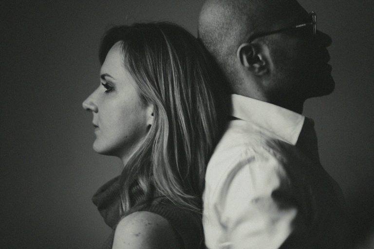 Black and white portrait of a husband and wife