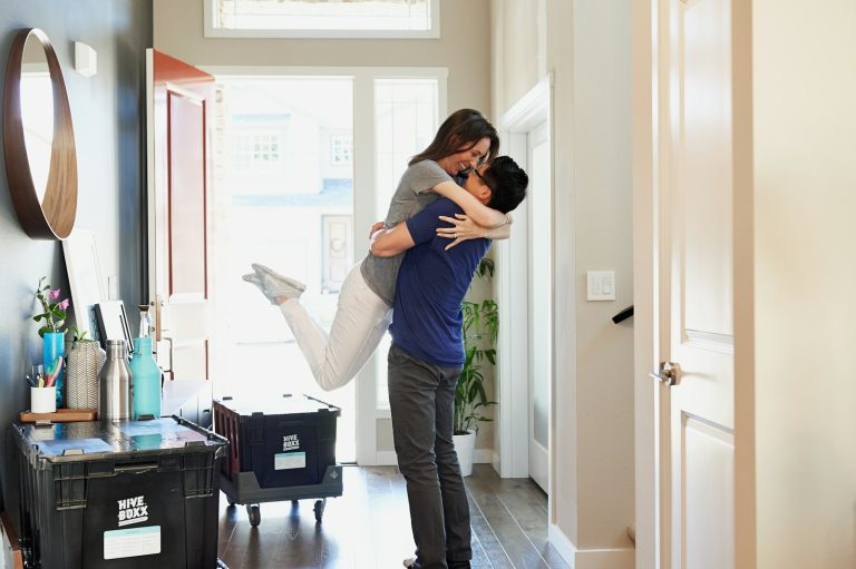 Young wife standing at home thinking