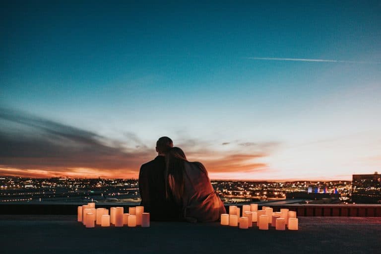 Married couple on a candlelit date night